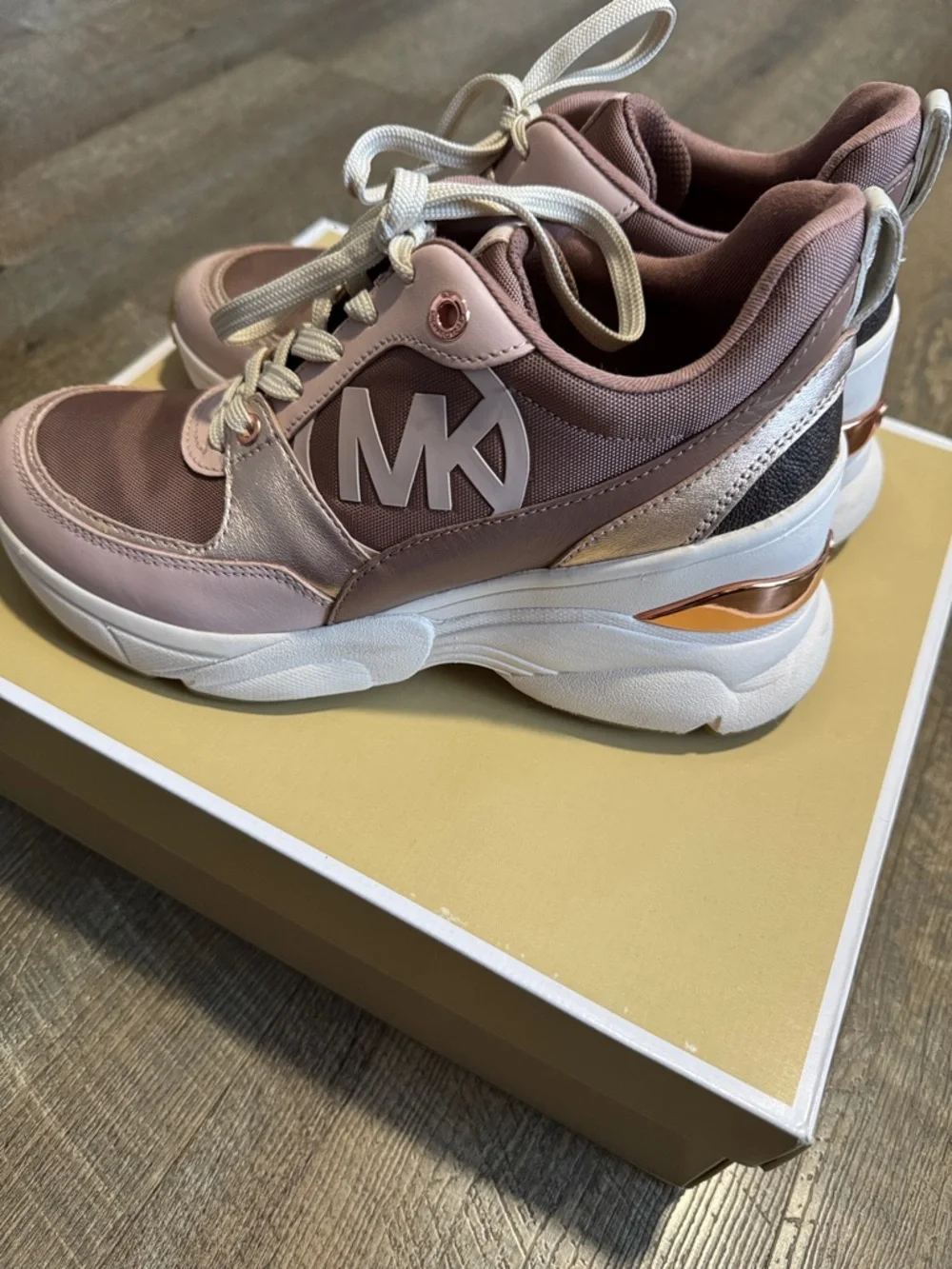 Michael Kors Rose Pink and Blush Platform Lace-Up Sneakers - Picture 4 of 15